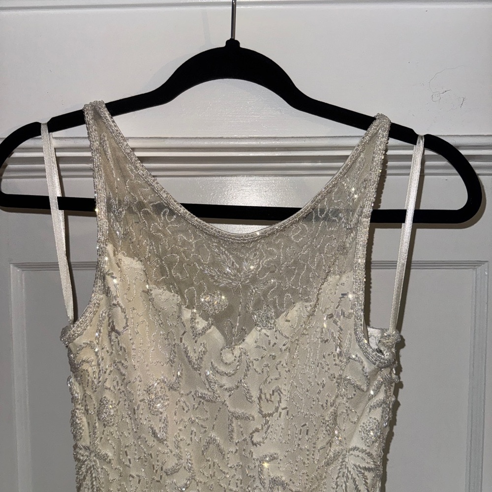 Scala Ivory Silk Dress with Beaded Detail XL - (USA: size 6)